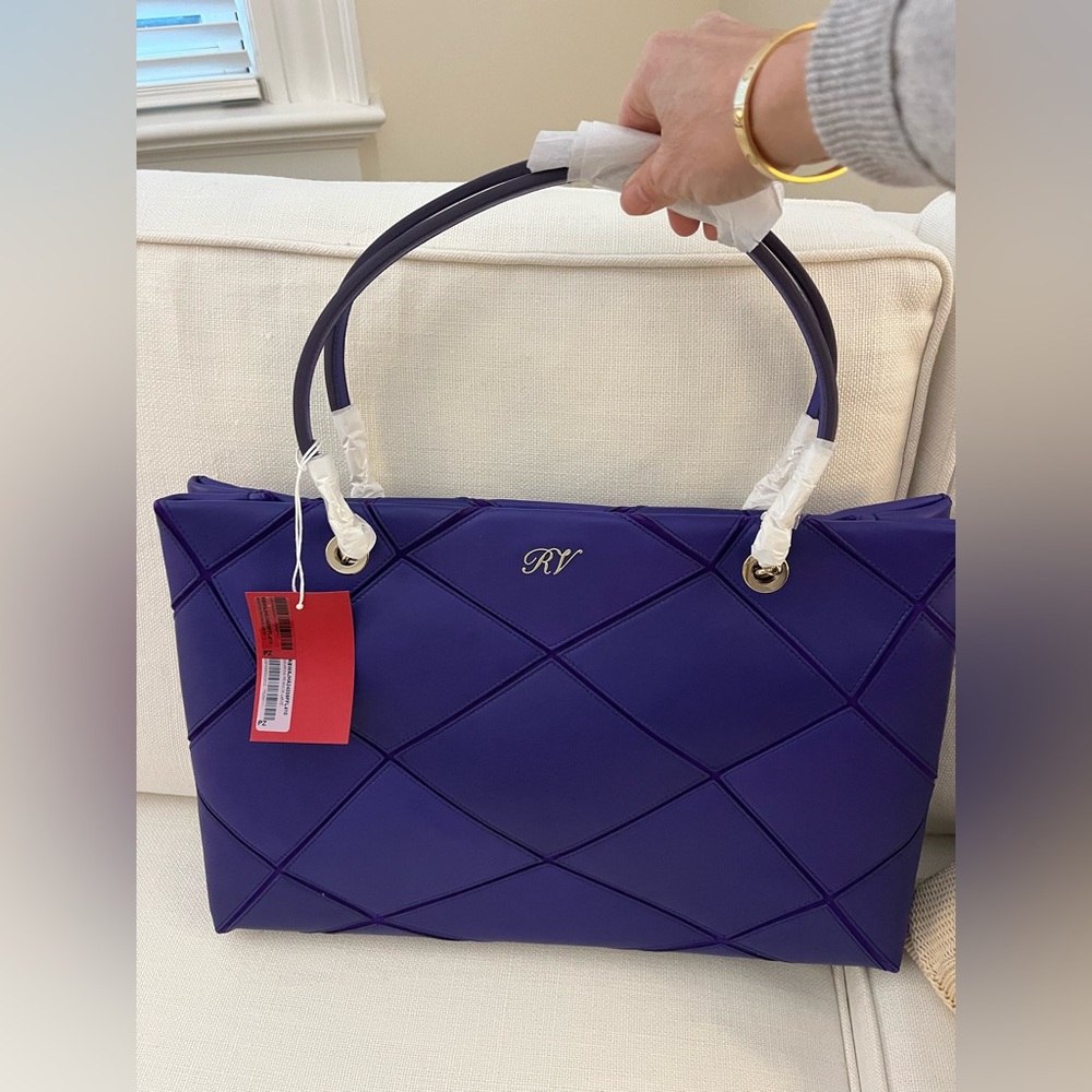 NWT Roger Vivier Purple Quilted Prismarck Large Women's Shopper
